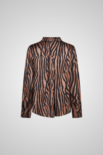 Animal Print Button-Front Blouse