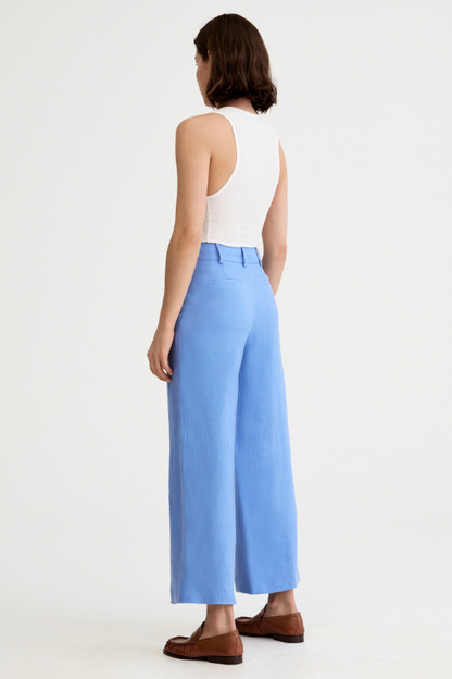 Linen Cropped Pleated Trouser