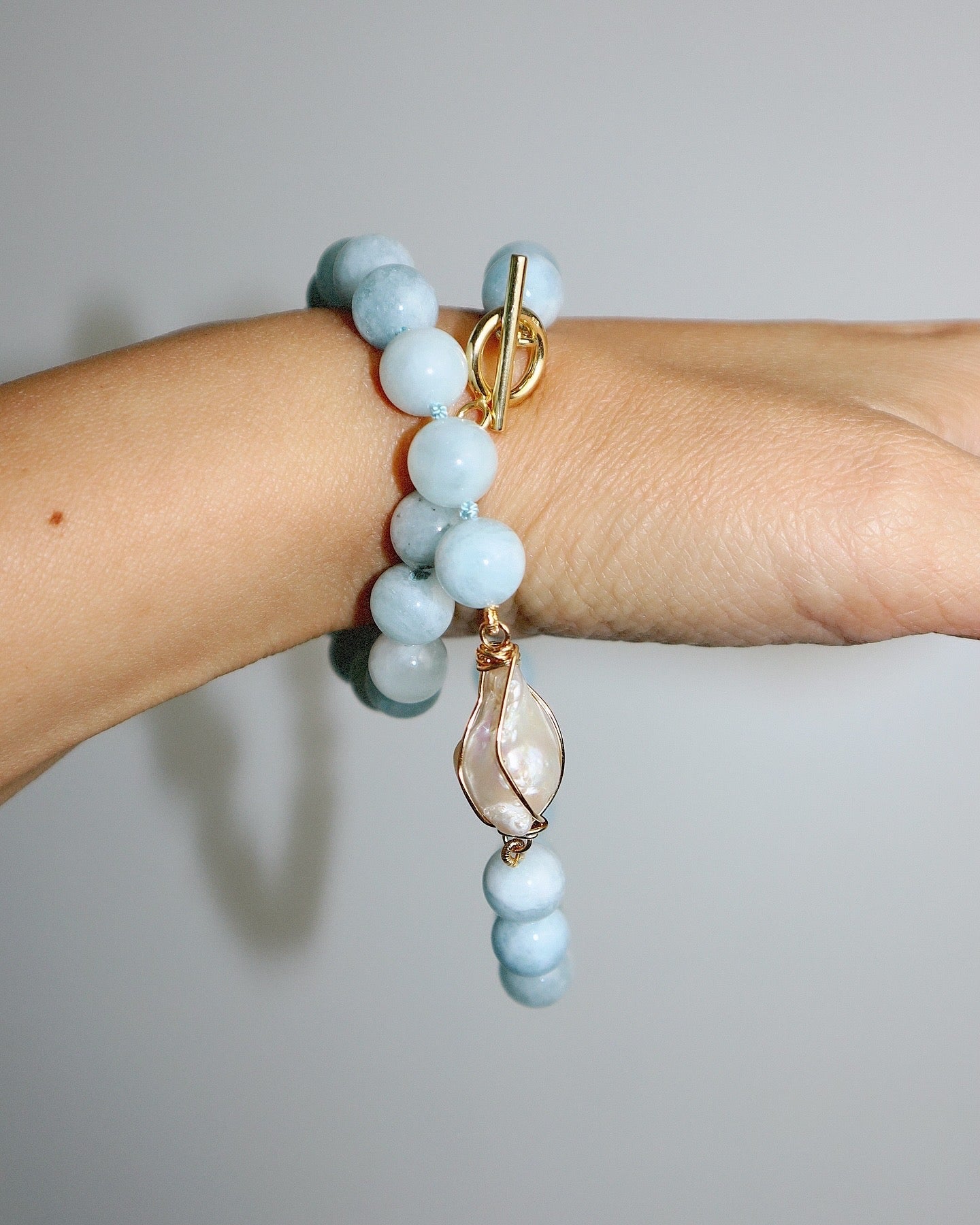 Aquamarine Baroque Collar - Small Beads