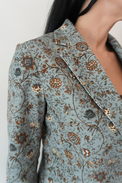 Floral Print Corduroy Blazer