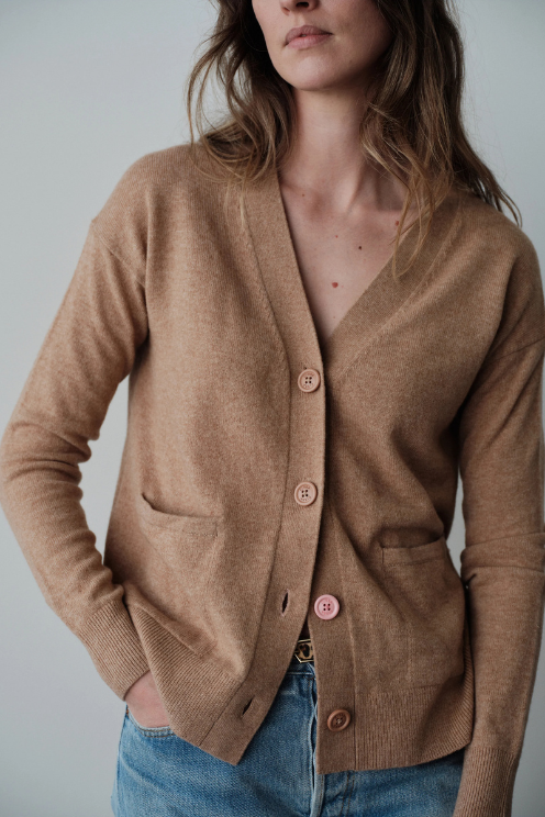 The Wrap Cardigan - Camel Cashmere Blend