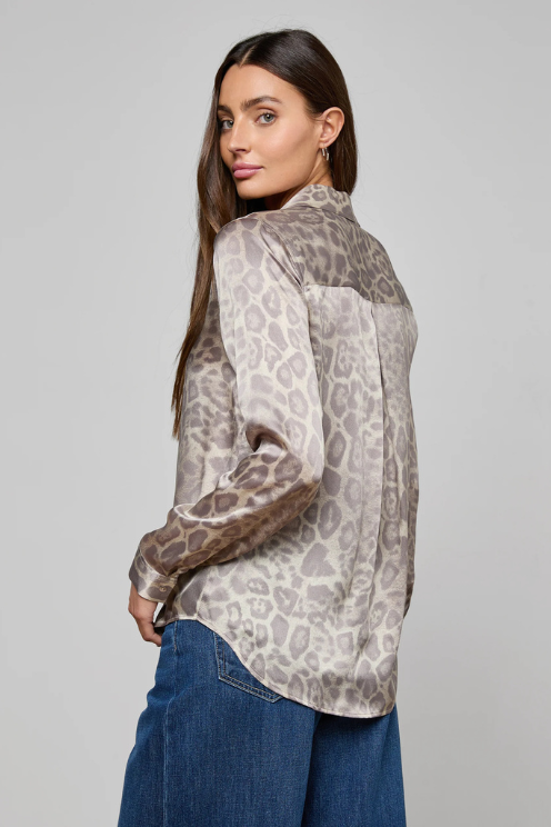 Grey Leopard Tyler Silk Blouse