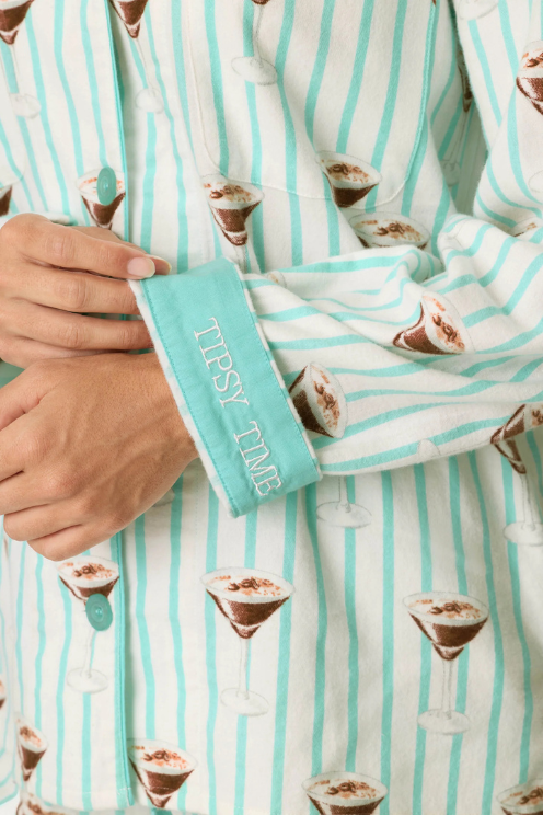 Espresso Martini Print 3-Piece Long Sleeve Flannel PJ Set