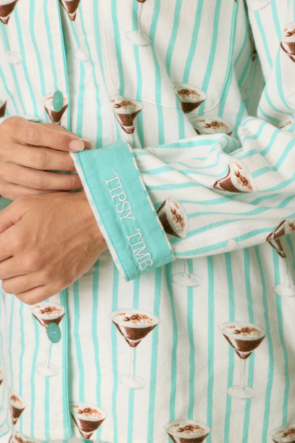 Espresso Martini Print 3-Piece Long Sleeve Flannel PJ Set