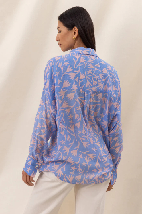 Libby Printed Shirt - Blue Meadow Print