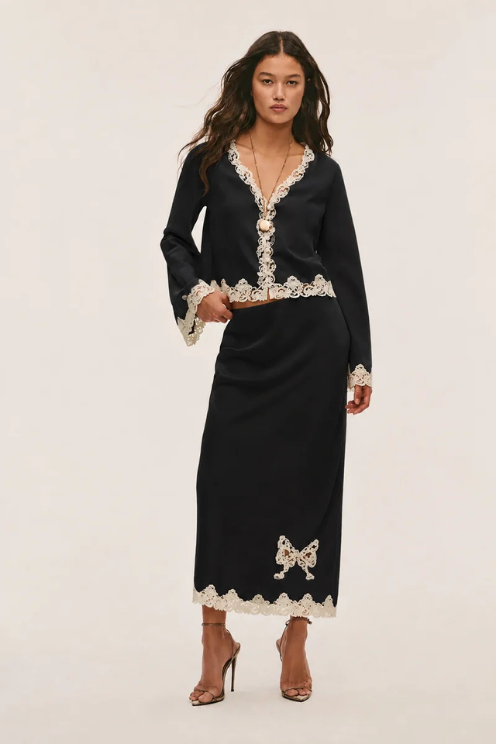 Fioretta Lace-Trimmed Crepe Top