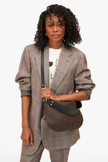 Moyen Messenger - Leather & Suede Woven Checker