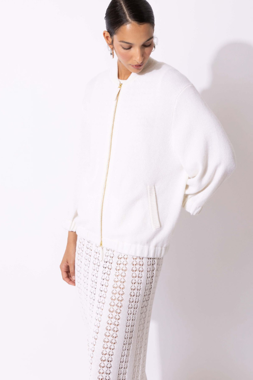 Cardigan Bomber Jacket with Zipper