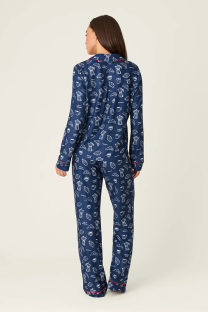 Bonjour Babe French Breakfast Print Long Sleeve PJ Set