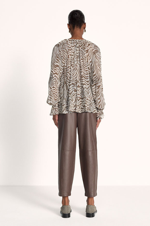 Zebra Printed Ruffle Blouse