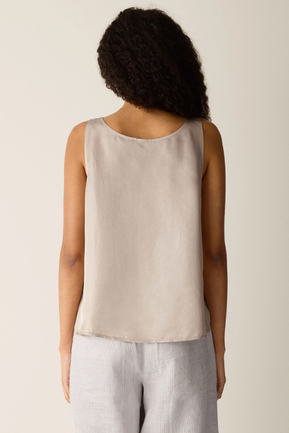 Lightweight Satin Shimmer Scoop Neck Tank