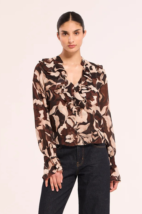 Thia Blouse - Chocolate Swirl