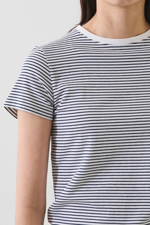 Pima Cotton Stretch Slim Mini Striped T-Shirt
