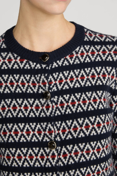 The Cashmere Cardi - Navy Fairisle
