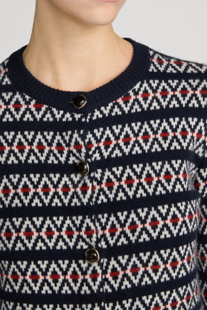 The Cashmere Cardi - Navy Fairisle