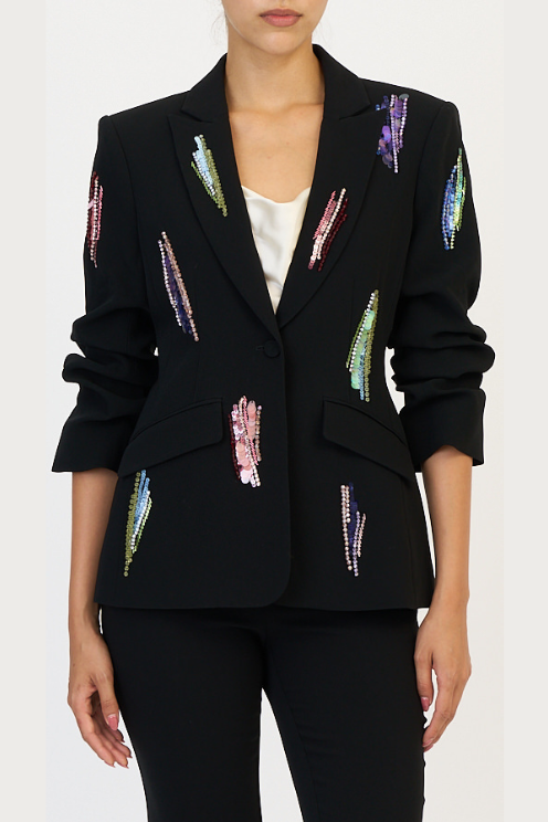 Sequin Whirl Scrunched Cheyenne Blazer