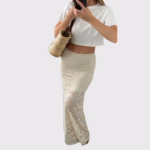 Charli Alba Lace Skirt in Tan
