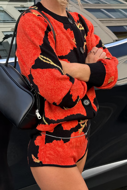 Never Fully Dressed Black Poppy Cardigan