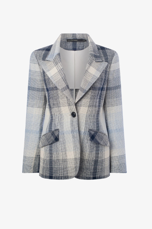 Plaid One Button Jacket