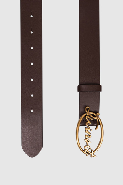 Logo Buckle Leather Belt
