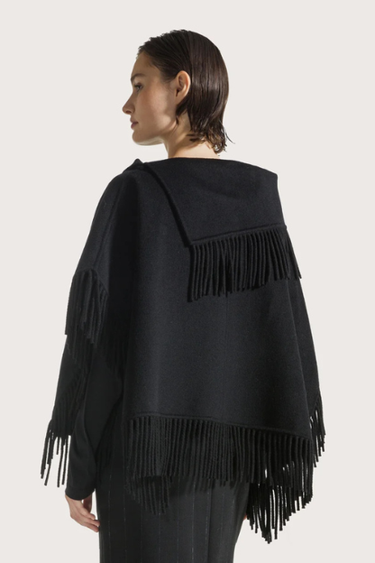 Cashmere Blend Fringe Cape