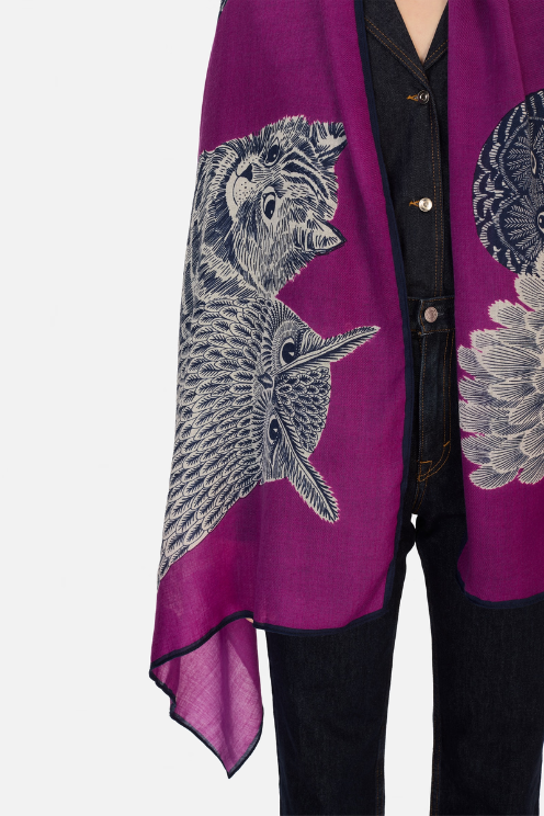 Chouette Wool Scarf – Purple