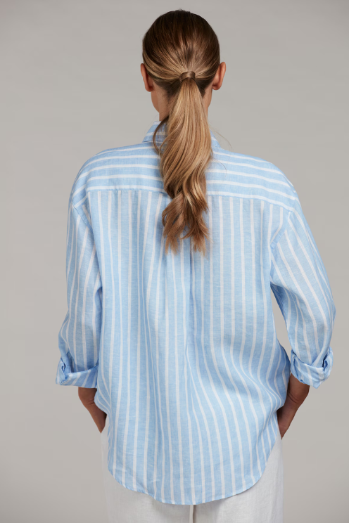 Jackie Blue Striped Linen Shirt