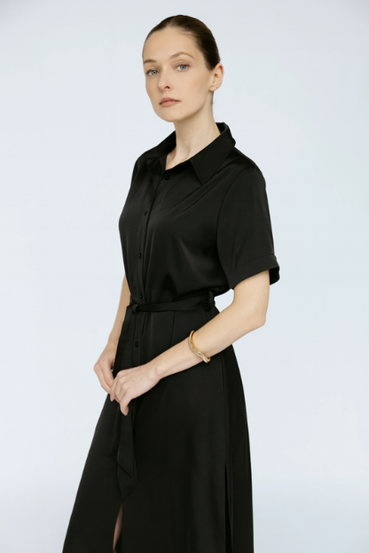 Butter Satin Shirt Dress