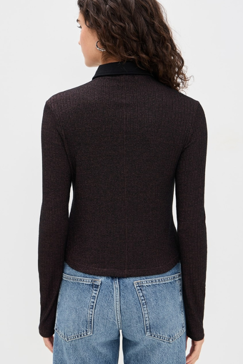 The Knit Contrast Long Sleeve Polo
