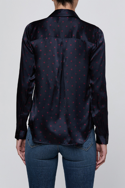 Tyler L/s Blouse - Sangria Polka Dot