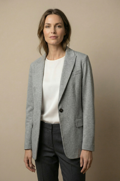 Grey Melange Sweatshirt Blazer
