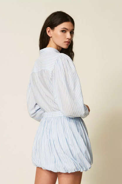 Striped Poplin Balloon Skirt