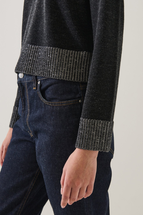 Merino Plaited Cropped Crewneck