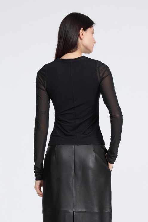 Luca Shadow Mesh Sleeve Top