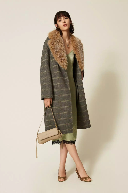Checkered Double Wool Coat