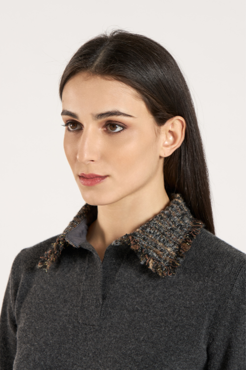 Tweed Collar Polo