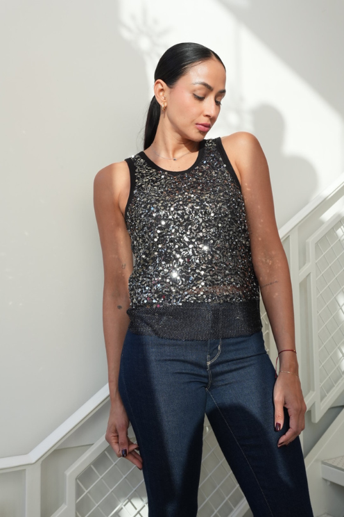 Sequin Knit Tank