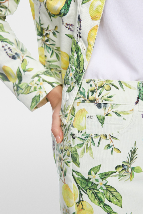 Lemon Printed Denim Skirt
