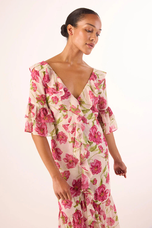 Madeline Dress - Fuchsia Blooms