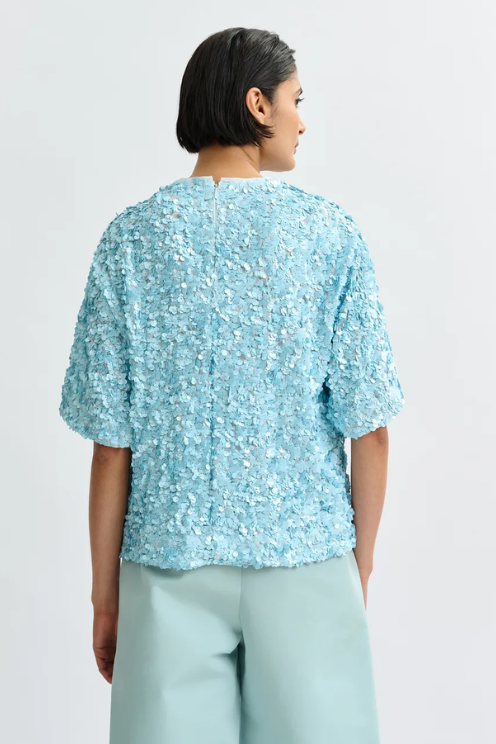 Light Blue Sequin-embellished Top