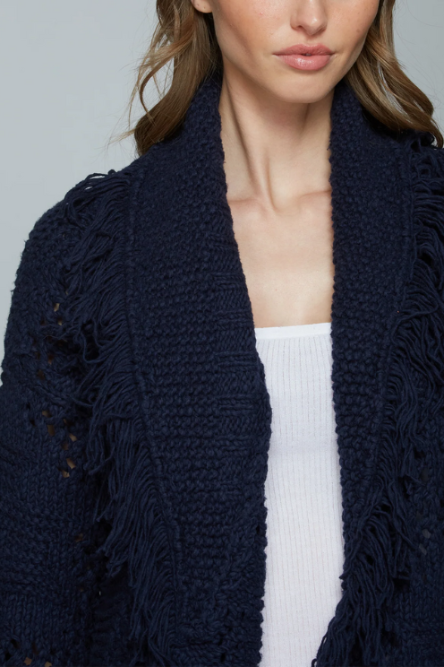 Southwest Fringed Shawl Collar Throw