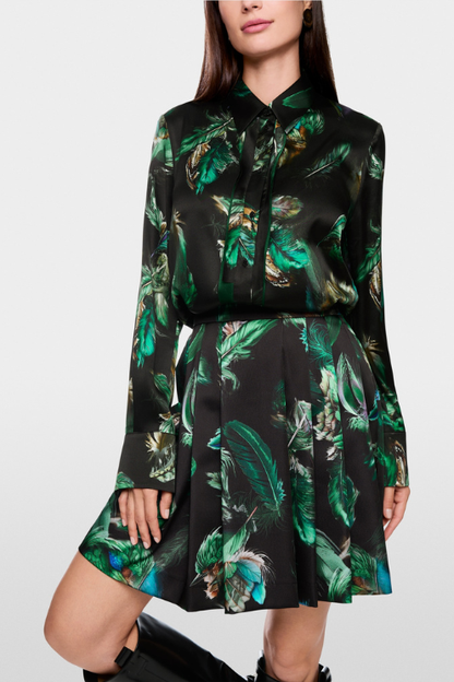 Silk Blouse with Feather Print