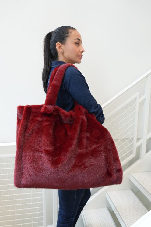 Faux Fur Carryall Tote