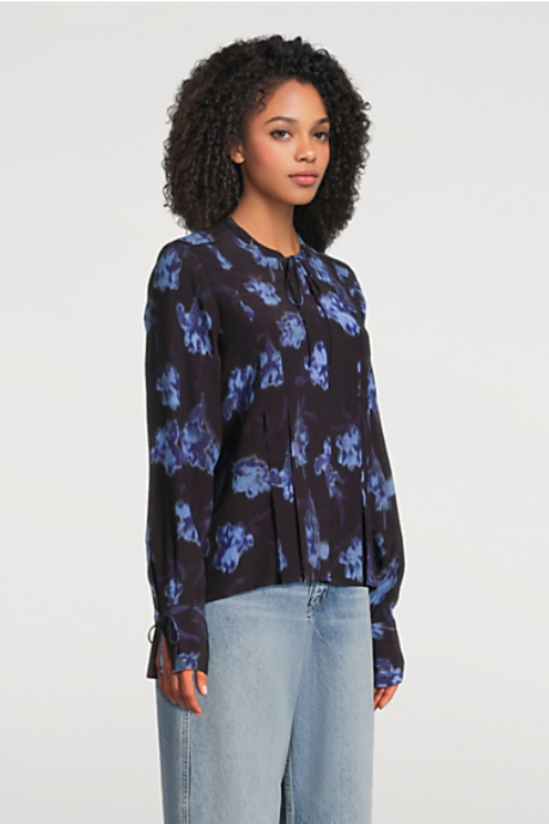 Arden Floral-Printed Pleated Blouse