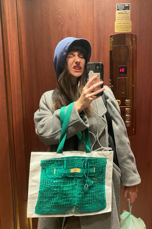 Designer Grocery Tote Green Croc