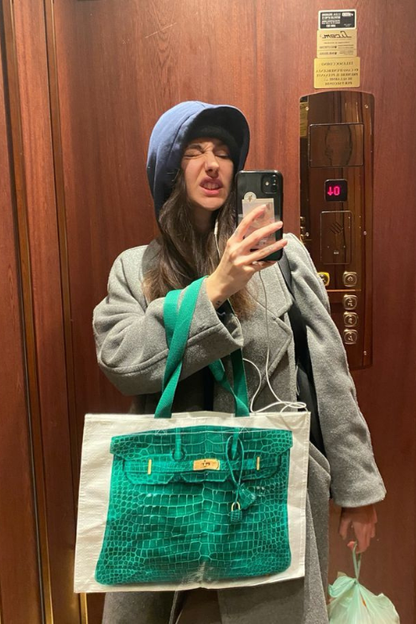 Designer Grocery Tote Green Croc