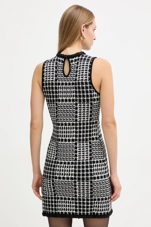Houndstooth Knit Shift Dress