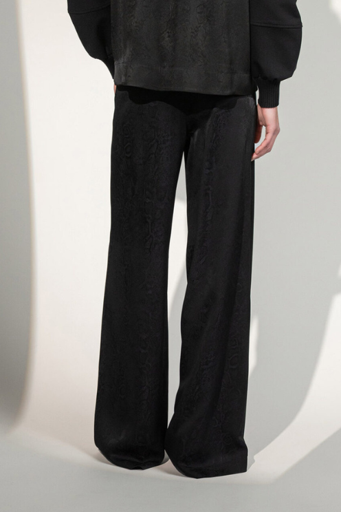 Jacquard Satin Wide-Leg Pants