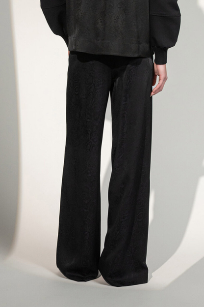 Jacquard Satin Wide-Leg Pants