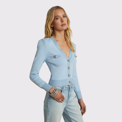 L'agence Taya Cropped V-Neck Cardi
